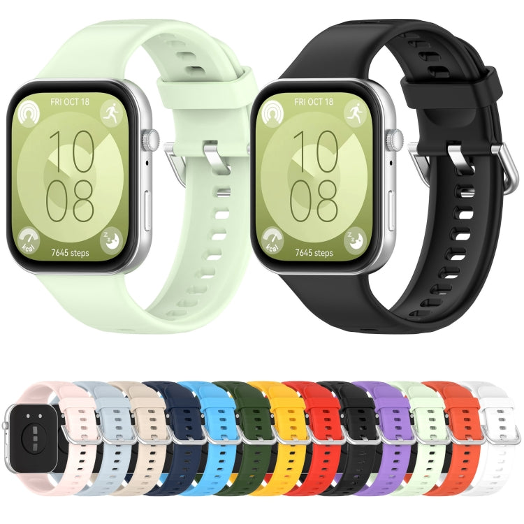 For Huawei Watch Fit4 / Fit4 Pro / Fit3 Silver Buckle Silicone Sports Watch Band(Sky Blue) by bashfashion