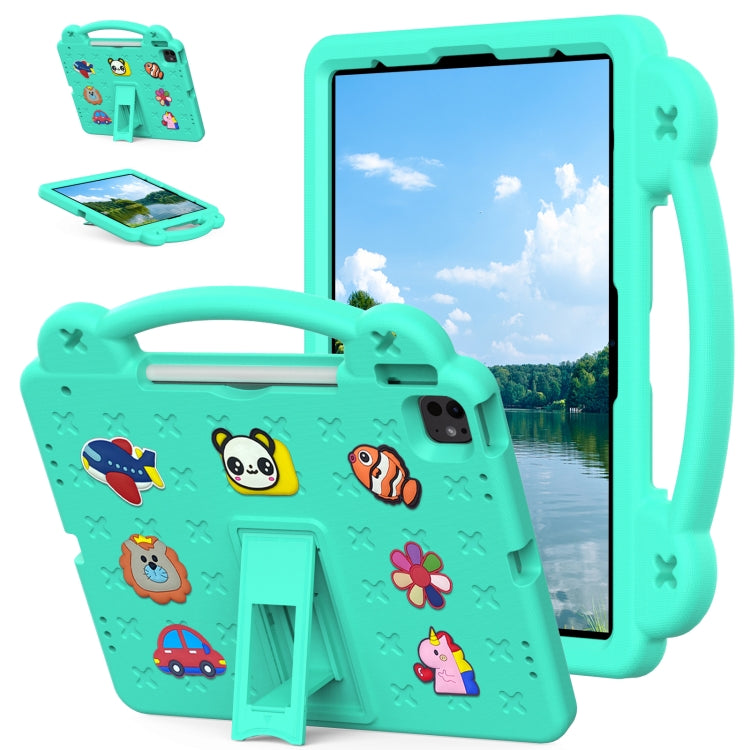 For iPad Air 13 2025 / 2024 Handle Kickstand Children EVA Shockproof Tablet Case(Mint Green) by bashfashion