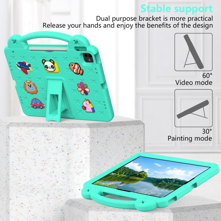 For iPad Air 13 2025 / 2024 Handle Kickstand Children EVA Shockproof Tablet Case(Mint Green) by bashfashion