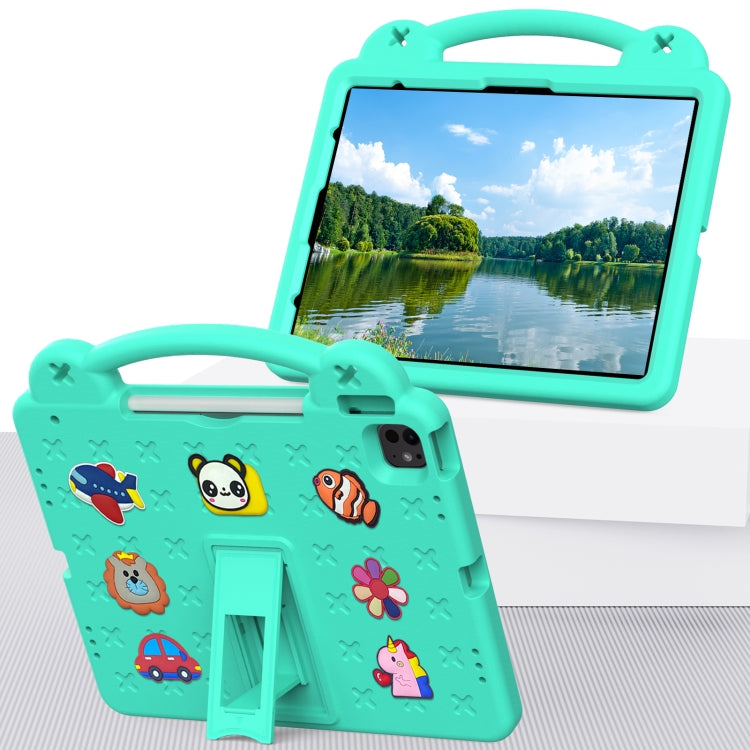 For iPad Air 13 2025 / 2024 Handle Kickstand Children EVA Shockproof Tablet Case(Mint Green) by bashfashion