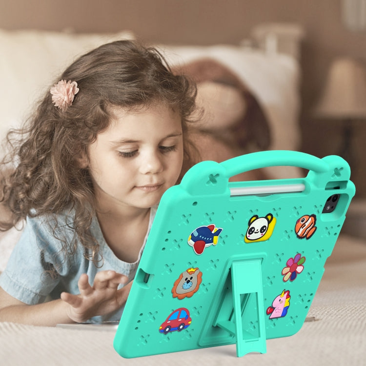 For iPad Air 13 2025 / 2024 Handle Kickstand Children EVA Shockproof Tablet Case(Mint Green) by bashfashion