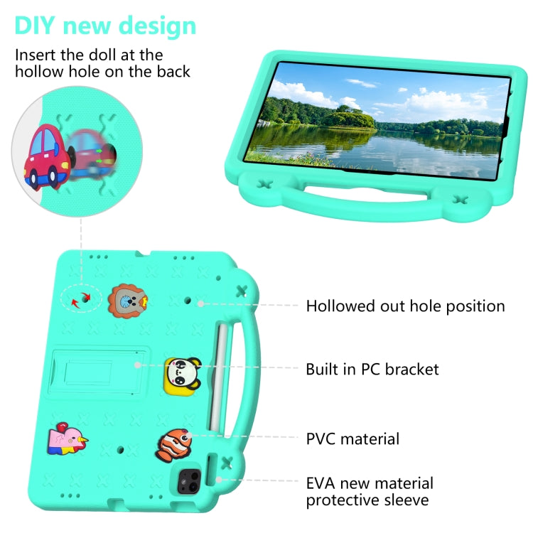 For iPad Air 13 2025 / 2024 Handle Kickstand Children EVA Shockproof Tablet Case(Mint Green) by bashfashion