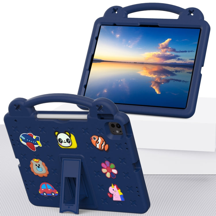 For iPad Pro 12.9 2022 / 2021 Handle Kickstand Children EVA Shockproof Tablet Case(Navy Blue) by bashfashion