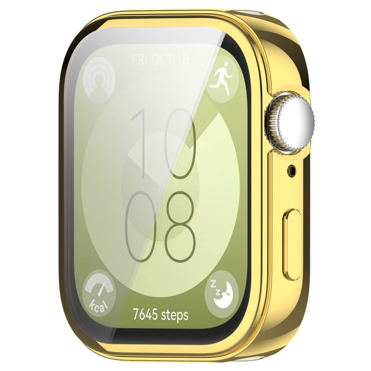 For Huawei Watch Fit 3 Full Coverage TPU Electroplated Watch Protective Case(Gold) by bashfashion