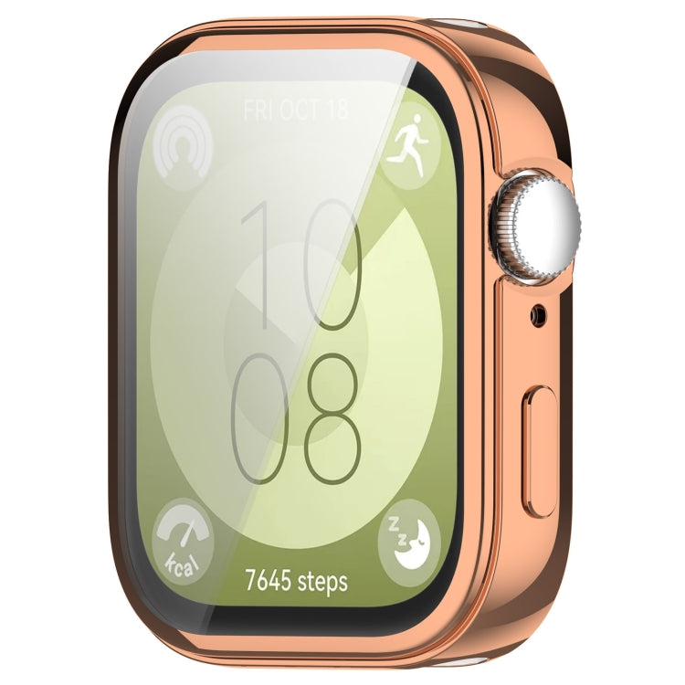 For Huawei Watch Fit 3 Full Coverage TPU Electroplated Watch Protective Case(Rose Gold) by bashfashion