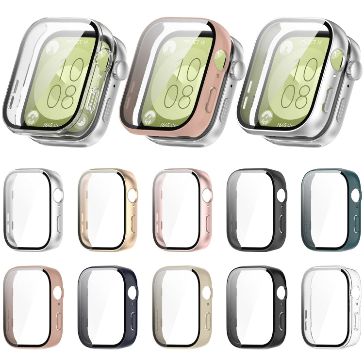 For Huawei Watch Fit 3 PC + Tempered Film Integrated Watch Protective Case(Matte Gold) by bashfashion