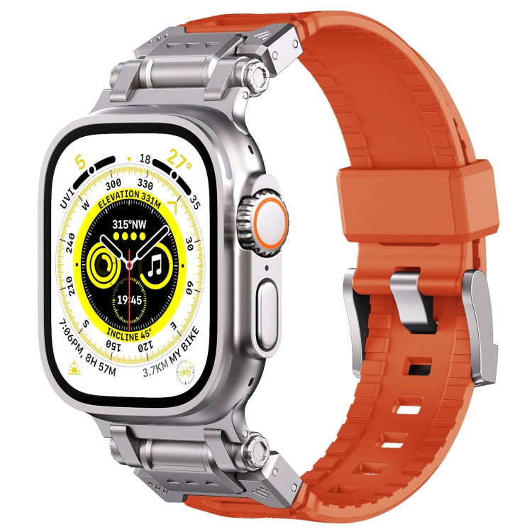 For Apple Watch SE 2023 44mm Silicone Armor Mecha Head Watch Band(Orange) by bashfashion