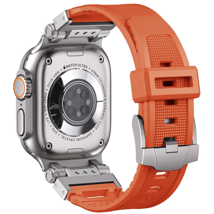 For Apple Watch SE 2023 44mm Silicone Armor Mecha Head Watch Band(Orange) by bashfashion
