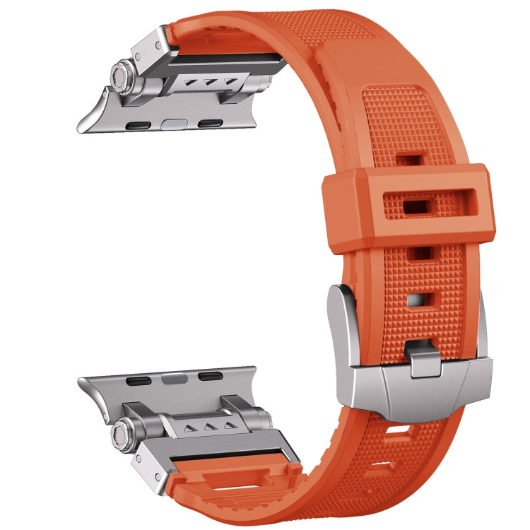For Apple Watch SE 2023 44mm Silicone Armor Mecha Head Watch Band(Orange) by bashfashion