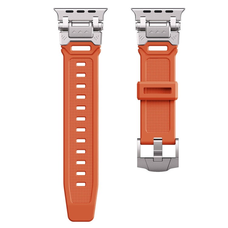 For Apple Watch SE 2023 44mm Silicone Armor Mecha Head Watch Band(Orange) by bashfashion