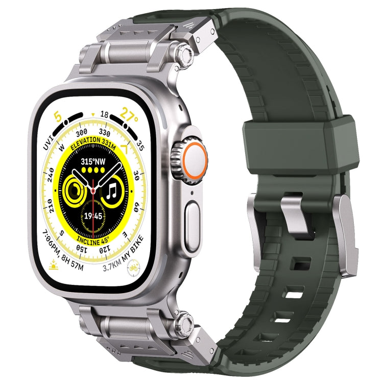 For Apple Watch SE 2023 44mm Silicone Armor Mecha Head Watch Band(Green) by bashfashion