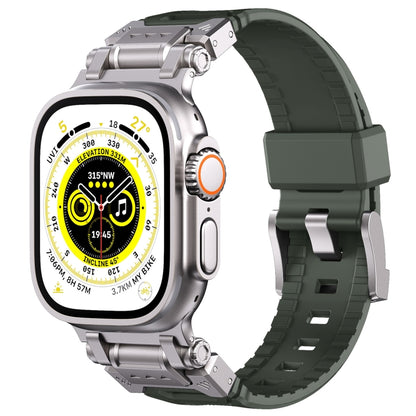 For Apple Watch SE 2023 44mm Silicone Armor Mecha Head Watch Band(Green) by bashfashion