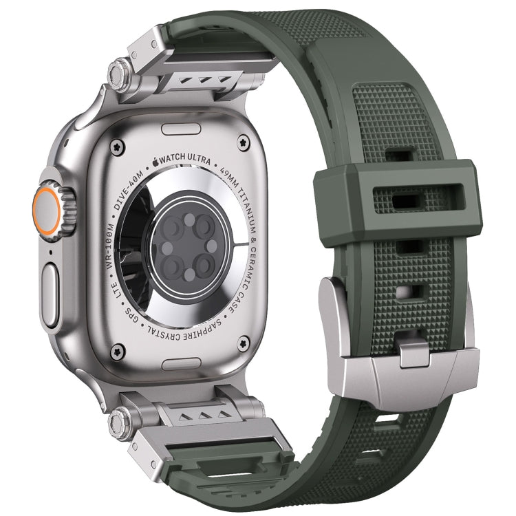 For Apple Watch SE 2023 44mm Silicone Armor Mecha Head Watch Band(Green) by bashfashion