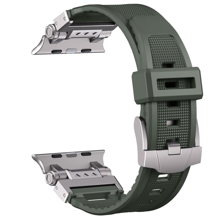 For Apple Watch SE 2023 44mm Silicone Armor Mecha Head Watch Band(Green) by bashfashion