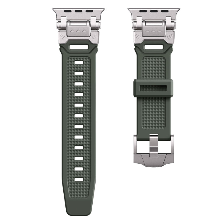 For Apple Watch SE 2023 44mm Silicone Armor Mecha Head Watch Band(Green) by bashfashion