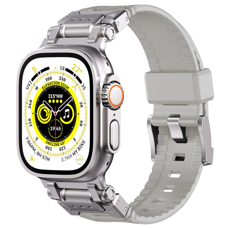 For Apple Watch SE 2023 44mm Silicone Armor Mecha Head Watch Band(Starlight) by bashfashion