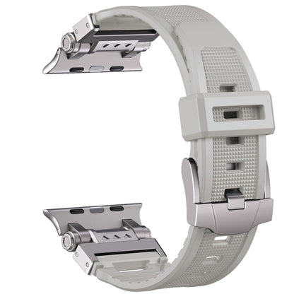 For Apple Watch SE 2023 44mm Silicone Armor Mecha Head Watch Band(Starlight) by bashfashion