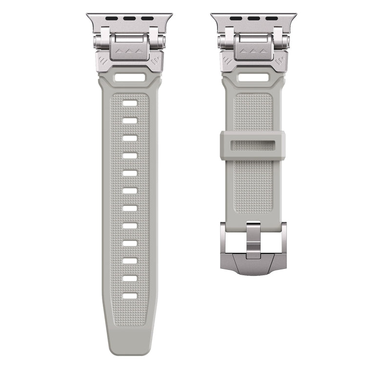 For Apple Watch SE 2023 44mm Silicone Armor Mecha Head Watch Band(Starlight) by bashfashion