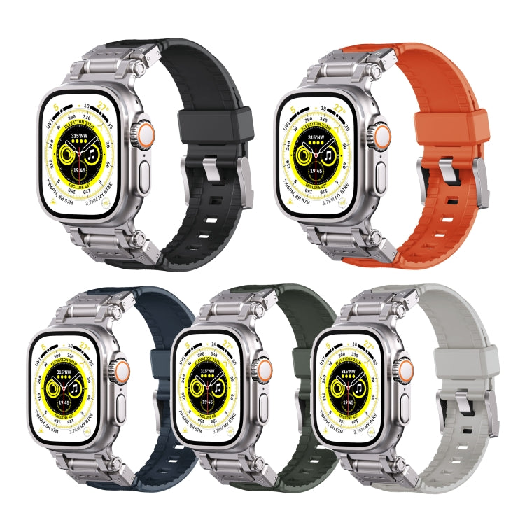 For Apple Watch SE 2023 44mm Silicone Armor Mecha Head Watch Band(Orange) by bashfashion
