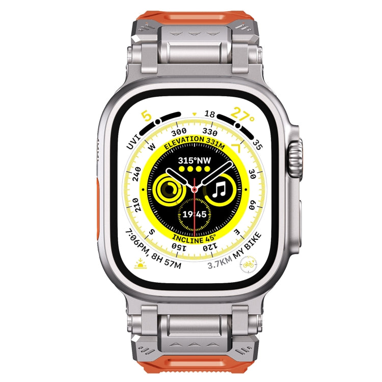 For Apple Watch SE 2023 44mm Silicone Armor Mecha Head Watch Band(Orange) by bashfashion