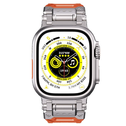 For Apple Watch SE 2023 44mm Silicone Armor Mecha Head Watch Band(Orange) by bashfashion