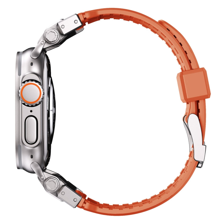For Apple Watch SE 2023 44mm Silicone Armor Mecha Head Watch Band(Orange) by bashfashion
