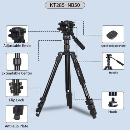 JMARY KT285+NB50 Camera Stand Extendable Height Aluminum Alloy Camera Holder Tripod by Jmary