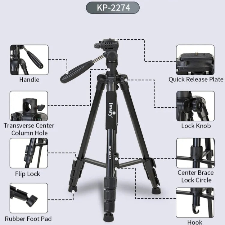 JMARY KP-2274 5-section Adjustable Monopod Multi-function Outdoor Photography Tripod by Jmary