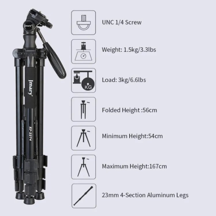 JMARY KP-2274 5-section Adjustable Monopod Multi-function Outdoor Photography Tripod by Jmary