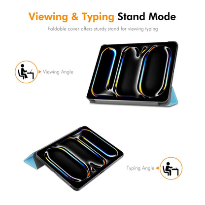 For iPad Pro 11 2025 / 2024 ENKAY Tri-fold Custer Texture Platic Leather Smart Tablet Case(Grey) by ENKAY