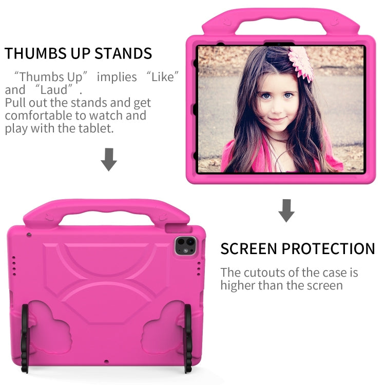 For iPad Pro 12.9 2022 / 2021 / 2020 Children EVA Shockproof Tablet Case with Thumb Bracket(RoseRed) by bashfashion
