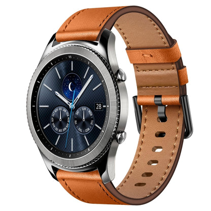 For Samsung Galaxy Gear S3 22mm SX Connector Metal Button Switch Leather Watch Band(Brown) by bashfashion
