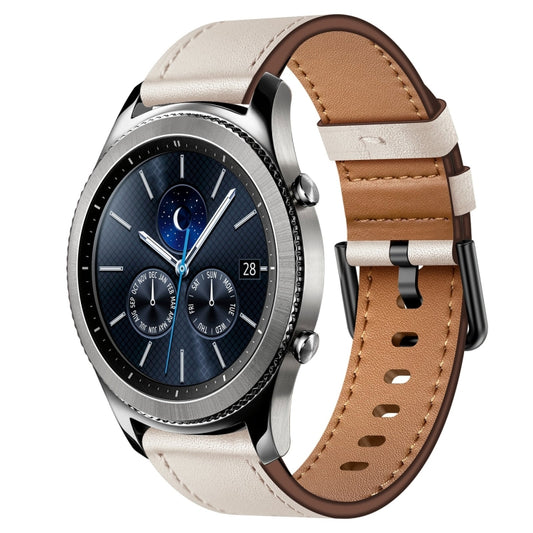 For Samsung Galaxy Gear S3 22mm SX Connector Metal Button Switch Leather Watch Band(Starlight) by bashfashion