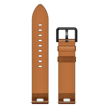 For Samsung Galaxy Watch 46mm 22mm SX Connector Metal Button Switch Leather Watch Band(Red Brown) by bashfashion