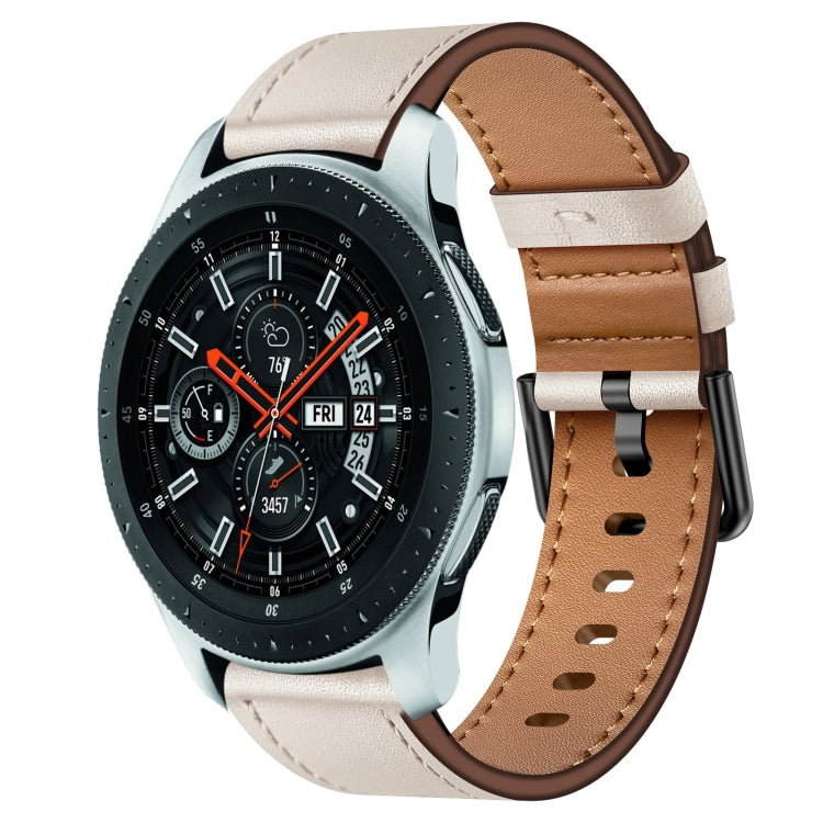 For Samsung Galaxy Watch 46mm 22mm SX Connector Metal Button Switch Leather Watch Band(Starlight) by bashfashion