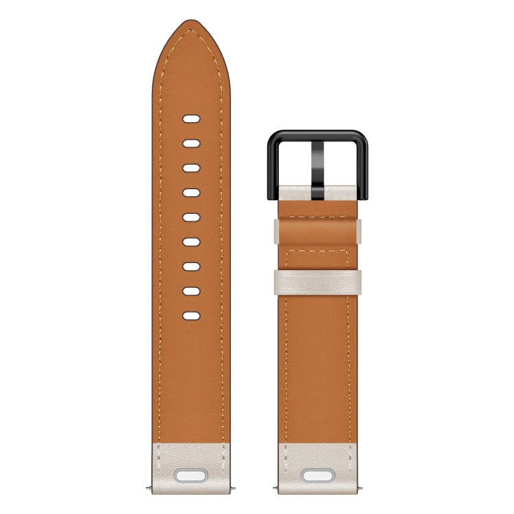 For Samsung Galaxy Watch 46mm 22mm SX Connector Metal Button Switch Leather Watch Band(Starlight) by bashfashion