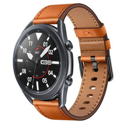 For Samsung Galaxy Watch 3 45mm 22mm SX Connector Metal Button Switch Leather Watch Band(Brown) by bashfashion