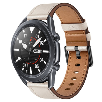 For Samsung Galaxy Watch 3 45mm 22mm SX Connector Metal Button Switch Leather Watch Band(Starlight) by bashfashion