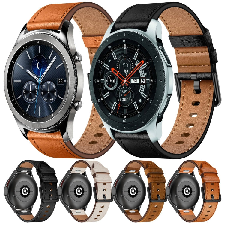 For Samsung Galaxy Watch 3 45mm 22mm SX Connector Metal Button Switch Leather Watch Band(Starlight) by bashfashion