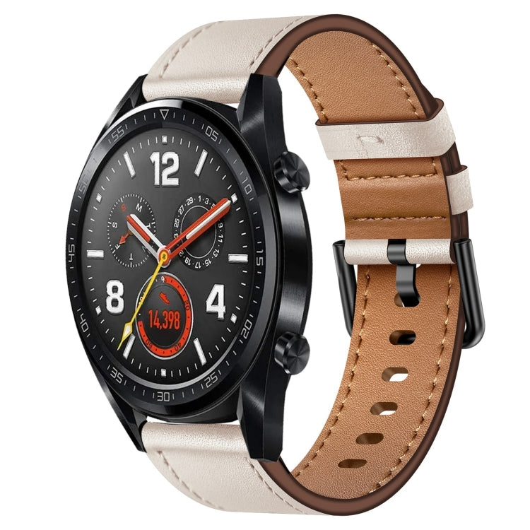 For Huawei Watch GT 22mm SX Connector Metal Button Switch Leather Watch Band(Starlight) by bashfashion