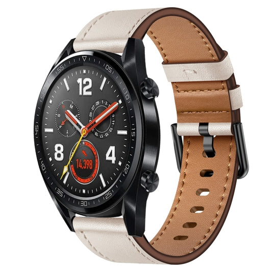 For Huawei Watch GT 22mm SX Connector Metal Button Switch Leather Watch Band(Starlight) by bashfashion
