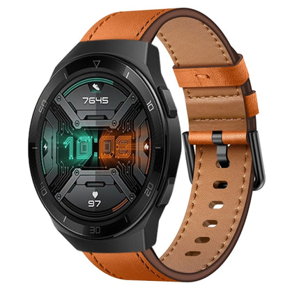 For Huawei Watch GT 2e 22mm SX Connector Metal Button Switch Leather Watch Band(Brown) by bashfashion