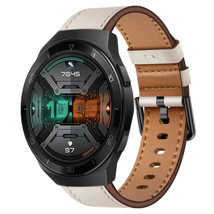 For Huawei Watch GT 2e 22mm SX Connector Metal Button Switch Leather Watch Band(Starlight) by bashfashion