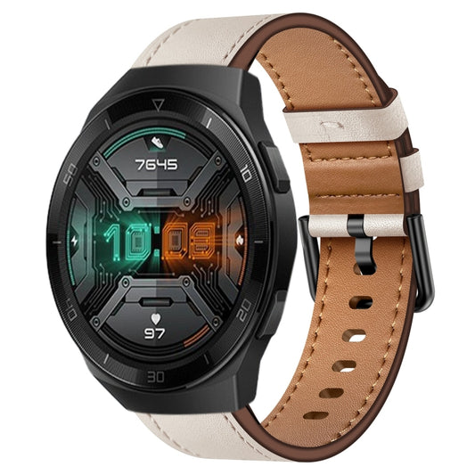 For Huawei Watch GT 2e 22mm SX Connector Metal Button Switch Leather Watch Band(Starlight) by bashfashion