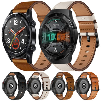 For Huawei Watch GT 22mm SX Connector Metal Button Switch Leather Watch Band(Starlight) by bashfashion