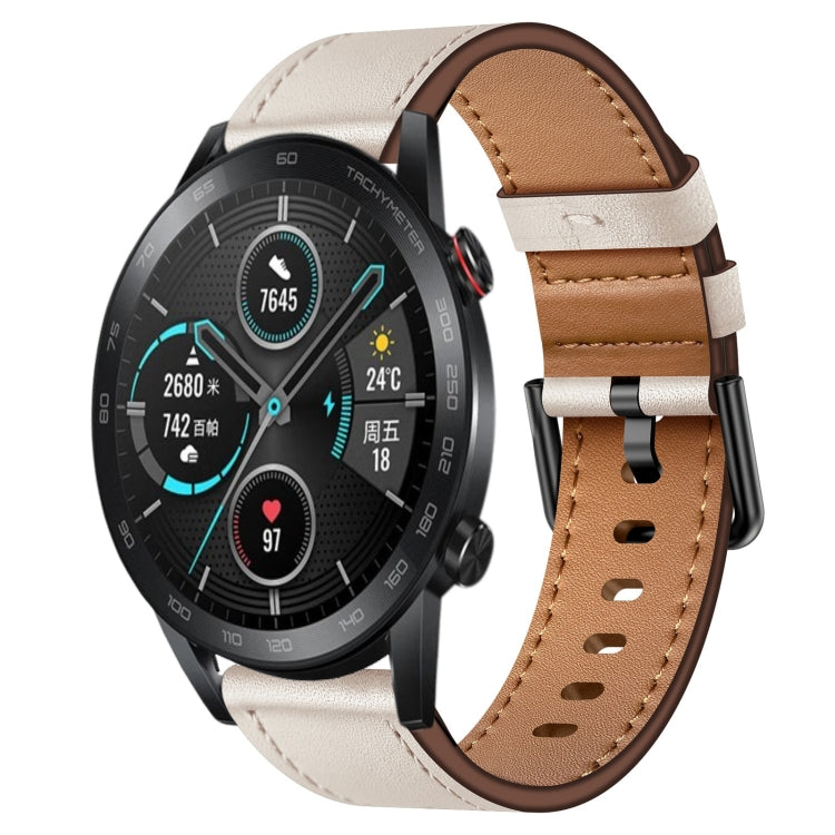 For Honor Magic 22mm SX Connector Metal Button Switch Leather Watch Band(Starlight) by bashfashion