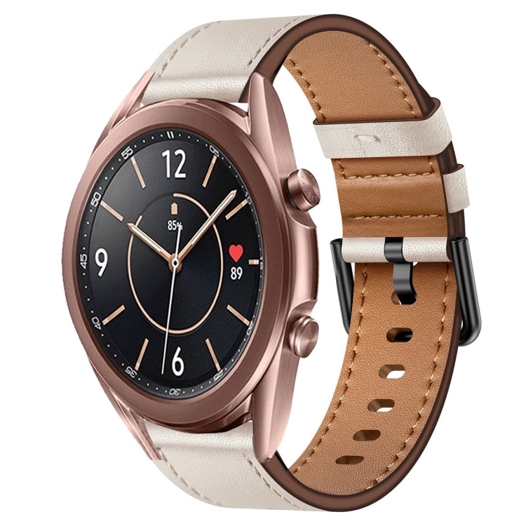 For Samsung Galaxy Watch 3 41mm 20mm SX Connector Metal Button Switch Leather Watch Band(Starlight) by bashfashion