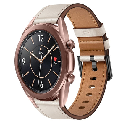 For Samsung Galaxy Watch 3 41mm 20mm SX Connector Metal Button Switch Leather Watch Band(Starlight) by bashfashion