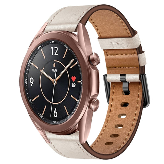 For Samsung Galaxy Watch 3 41mm 20mm SX Connector Metal Button Switch Leather Watch Band(Starlight) by bashfashion