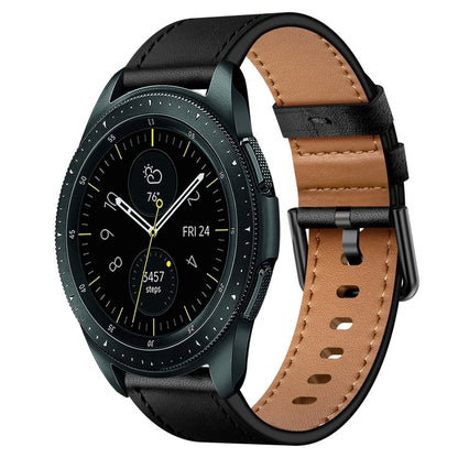 For Samsung Galaxy Watch 42mm 20mm SX Connector Metal Button Switch Leather Watch Band(Black) by bashfashion